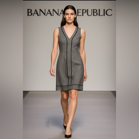 Banana Republic Dresses & Skirts - Banana Republic Gray and Black V-Neck Mini Dress
